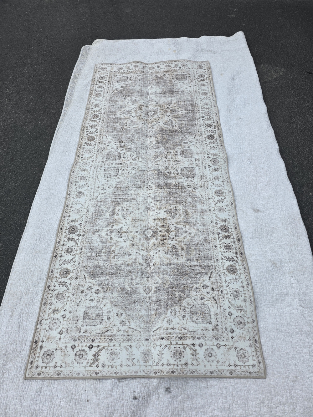 Neutral Beige Vintage-Style Runner Rug - Brand